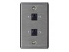 Tapa Placa Metálica Acero Inox 2 Puertos Cat6 Crimpado